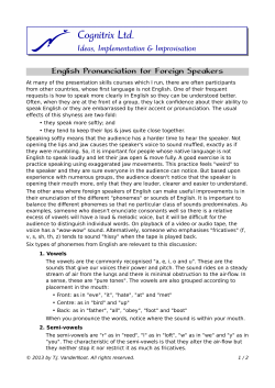 English Pronunciation for Foreign Speakers