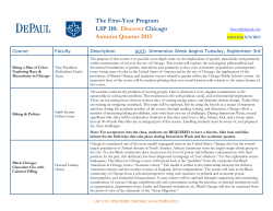 The First-Year Program LSP 110: Discover Chicago Autumn Quarter