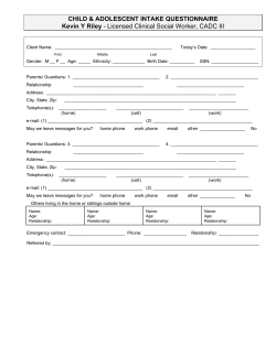Adolescent Intake Questionnaire