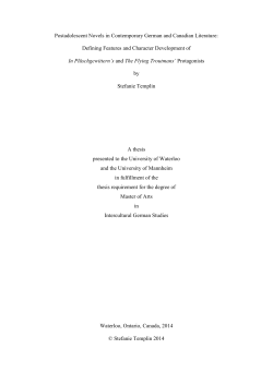Postadolescent Novels in Contemporary German and