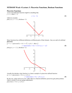 MTH4105 Week 4 Lecture 3: Piecewise Functions, Boolean Functions