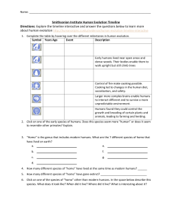 Smithsonian Institute Human Evolution Timeline Directions: Explore