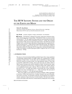 THE Hf-W ISOTOPIC SYSTEM AND THE ORIGIN OF THE EARTH