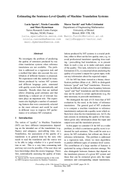 Estimating the sentence-level quality of machine translation systems