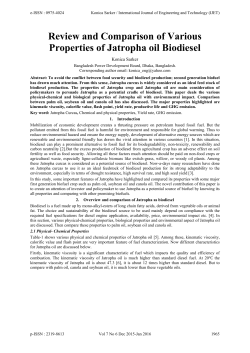 Review and Comparison of Various Properties of Jatropha oil