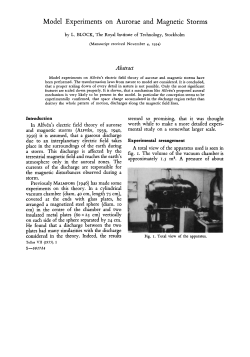 Model Experiments on Aurorae and Magnetic Storms