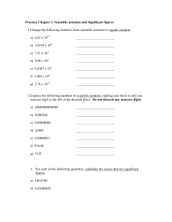 Practice Chapter 1: Scientific notation and Significant figures 1
