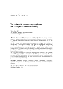 The sustainable company: new challenges and strategies for more