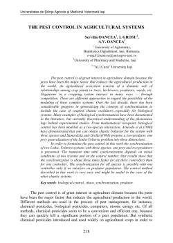 THE PEST CONTROL IN AGRICULTURAL SYSTEMS