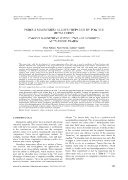 porous magnesium alloys prepared by powder metallurgy