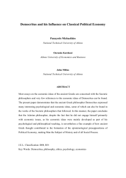Democritus and his Influence on Classical Political Economy, 8th