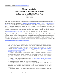 50 years ago today: JFK`s speech at American University