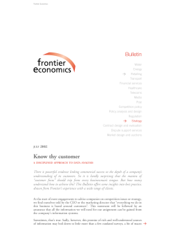 Know thy customer - Frontier Economics