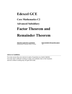 Edexcel GCE Core Mathematics C2 Advanced Subsidiary Factor