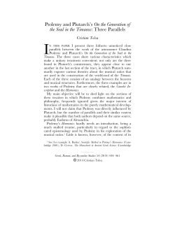 Ptolemy and Plutarch`s On the Generation of the Soul in the Timaeus