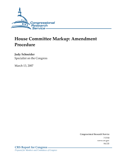 House Committee Markup: Amendment Procedure