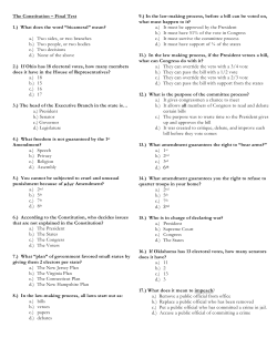The Constitution &ndash; Final Test 1.) What does the word &ldquo;bicameral