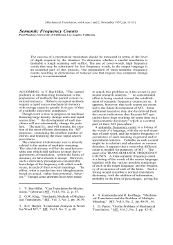 Semantic frequency counts - Machine Translation Archive