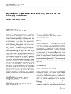Improving the Acquisition of Novel Vocabulary Through the Use of