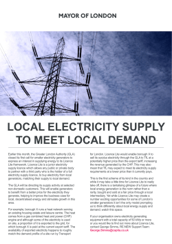 LOCAL ELECTRICITY SUPPLY TO MEET LOCAL DEMAND