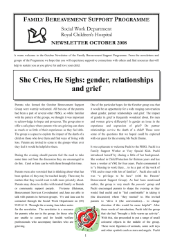 She Cries, He Sighs: gender, relationships and grief