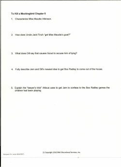 To Kill a Mockingbird Chapter 5 1. Characterize Miss Maudie