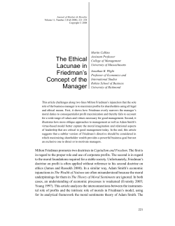 Analysis of Friedman`s "Social Responsibility of Business"