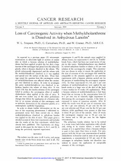 CANCER RESEARCH Loss of Carcinogenic Activity when