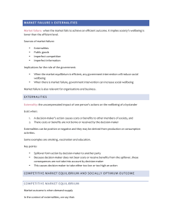 MARKET FAILURE I: EXTERNALITIES EXTERNALITIES