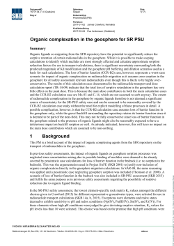 Organic complexation in the geosphere for SR PSU 1 Background