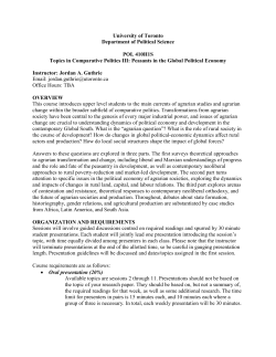 University of Toronto Department of Political Science POL 410H1S