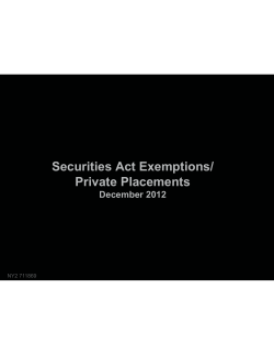 Securities Act Exemptions