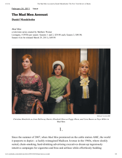 "The Mad Men Account" By Daneil Mendelsohn, The New