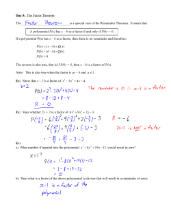 Day 5: The Factor Theorem