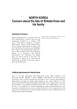 NORTH KOREA Concern about the fate of Shibata Kozo and his family