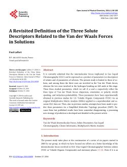 A Revisited Definition of the Three Solute Descriptors Related to the