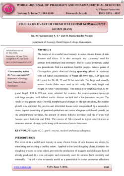Research paper: STUDIES ON OVARY OF FRESH WATER FISH