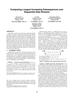 Computing Longest Increasing Subsequences over Sequential Data