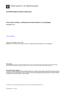 From onset to entropy - UvA-DARE