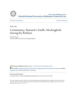 Commentary: Rummel v. Estelle: Mockingbirds