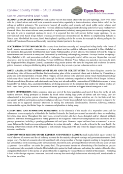 Dynamic Country Profile Saudi Arabia - November 2012