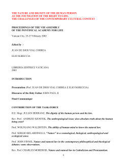 2002 - Pontifical Academy for Life