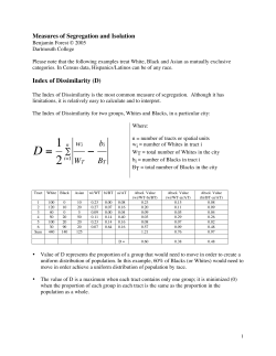 Measures of Segregation and Isolation
