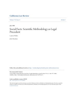 Social Facts: Scientific Methodology as Legal Precedent
