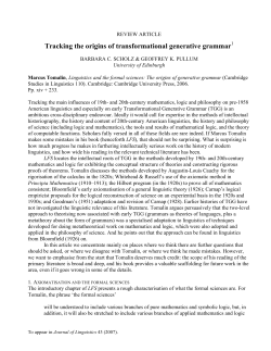 Tracking the origins of transformational generative grammar.