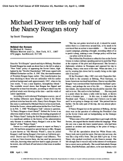 Michael Deaver Tells Only Half of the Nancy Reagan Story