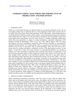 understanding tone from the perspective of production and perception