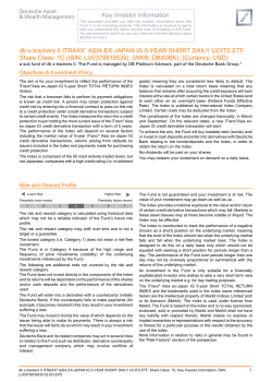 Key Investor Information db x-trackers II ITRAXX&reg; ASIA EX