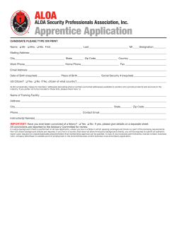 ALOA Apprentice Application ALOA Apprentice Application
