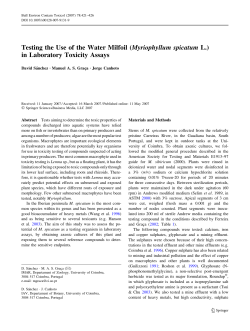 Testing the Use of the Water Milfoil (Myriophyllum